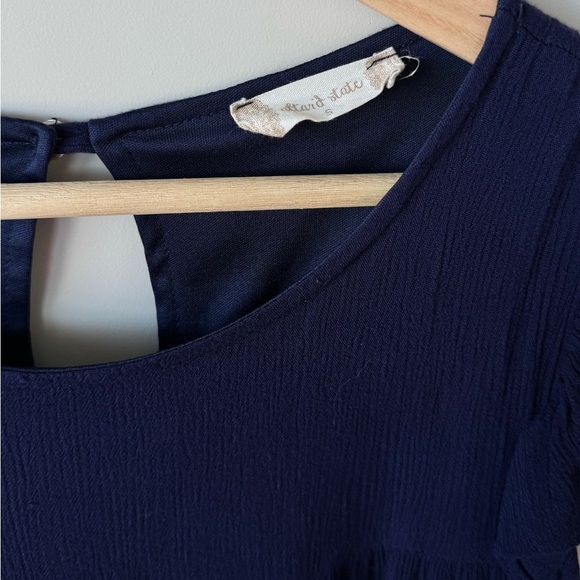 Altar’d State Flowy Navy Blue Tiered Short Sleeve Ruffle Mini Dress Size Small - Picture 2 of 4